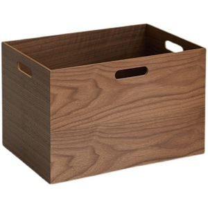 Solid Wood Desktop Organizer <b>Box</b> Natural Black Walnut Open Top With Compartments For <b>Makeup</b> Storage - Product Image 5