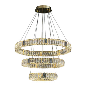Lustre en cristal finition or E26 LED 3500K blanc chaud, hauteur réglable, luminaire suspendu pour salon, acier inoxydable, 120 faisceaux - Product Image 6