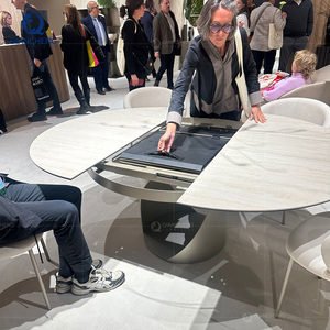 Bàn Ăn Vòng Mở Rộng Bắc Âu Đa Chức Năng Đồ Nội Thất Hiện Đại Cho Sang Trọng Sắt Bàn Ăn Cho 4 6 8 <span class=keywords><strong>12</strong></span> Ghế Đặt - Product Image 4