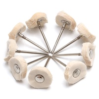 Roue de polissage en coton à tige de 2,35 mm - Tête de polissage en feutre jaune pour outil rotatif, accessoires de polissage pour métaux et bijoux