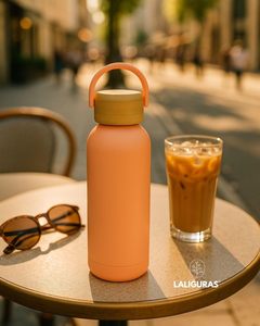 Custom Logo 500ml Stainless Steel Vacuum Insulated <b>Water</b> <b>Bottle</b> <b>With</b> Bamboo Lid and <b>Handle</b> - Product Image 2