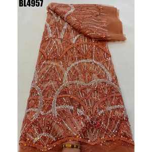 2023 Sequins ren với đá chất lượng cao thêu Net ren với phong phú với sang trọng đẹp sequin đính cườm ren vải - Product Image 3