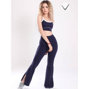 Conjunto de Yoga Vetega Sólido y Transpirable, Azul Claro, Cintura Alta, Tirantes Finos, Leggings con Cintura Elástica, Top Corto, 2 Piezas, Ropa Deportiva - Product Image 6