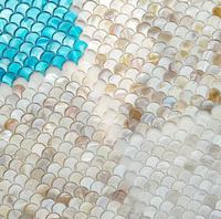 Fabricant sur mesure KASARO OEM ODM Revêtement mural en parquet en forme d'éventail, panneau en mosaïque de coquillages réels pour la rénovation intérieure des hôtels