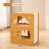 YOUME Lit superposé carré moderne en bois, arbre à chat avec griffoir en sisal, maison pour chat double niveau, mobilier d'intérieur pour salon