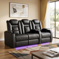 Canapé électrique moderne trois places en cuir véritable, multifonctionnel, extensible, avec fonction de relaxation et port USB, pour salon en bois