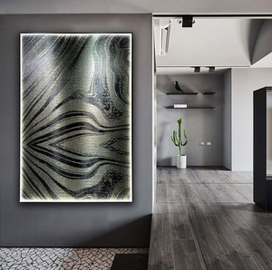 Mural de pared de malla jacquard metálica resistente al fuego y a la oxidación, arte de malla de alambre metálico de tamaño personalizado para vestíbulo de resort y centro comercial - Product Image 3