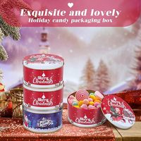 Boîte de conserve ronde en métal de Noël pour cadeau, bonbons, biscuits, vente en gros, boîtes pour biscuits, boîtes en fer blanc