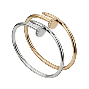 2024 New High Quality Titanium Steel Zircon Nail Rose Gold Bracelet Luxury Wedding Bracelet Custom Logo Bracelet