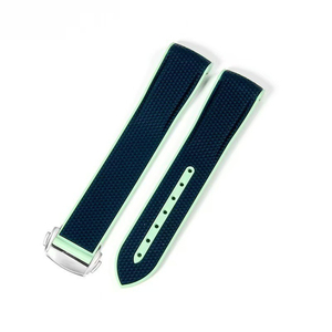 Bracelet de montre en silicone de luxe Upro Deployment Clasp, double couleur, souple, 20 mm, en caoutchouc, pour montre universelle à extrémité plate X - Product Image 3