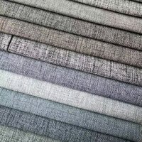 Tissu tissé 100 % polyester de poids moyen, aspect lin, style uni, résistant aux taches, pour la tapisserie de canapés et de meubles