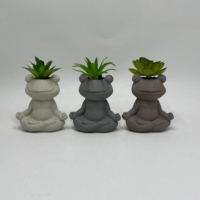 Mini pot de ciment grenouille mignon avec succulente artificielle