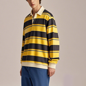 Maillot <span class=keywords><strong>de</strong></span> <span class=keywords><strong>rugby</strong></span> personnalisé à manches longues pour hommes T-<span class=keywords><strong>shirt</strong></span> en coton classique Old School Polo <span class=keywords><strong>Tee</strong></span> Shirts Imprimé Chemise <span class=keywords><strong>de</strong></span> <span class=keywords><strong>rugby</strong></span> à rayures - Product Image 3