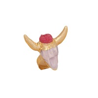 Nouvelle bague bohème tête de taureau personnalisée, bijou vintage fait main, chic et élégant, accessoire pour femme en résine acrylique et lucite incrustée R108
