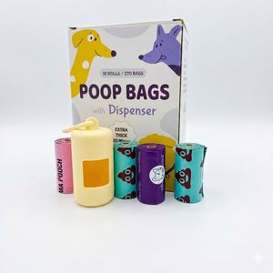 Sacs à déjections canines biodégradables ASTM D6400 personnalisés en gros, sacs à déchets pour animaux de compagnie très résistants et compostables - Product Image 1