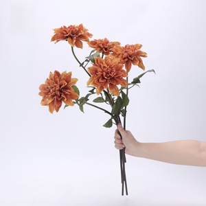 LO-645 Vente en gros de fleurs artificielles de dahlia en PU de qualité supérieure, toucher réaliste, hydratantes, fleurs artificielles de luxe pour la décoration de mariage et de la maison - Product Image 1