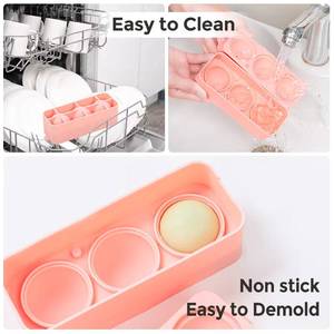 SILIKOLOVE factory can customize 3-cavity spherical molds, LFGB platinum non-stick BPA-free silicone ice <b>cube</b> molds - Product Image 3