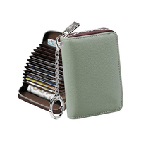 Portefeuille de cartes de crédit, porte-cartes à fermeture éclair pour hommes femmes, blocage RFID, portefeuille porte-clés, taille compacte