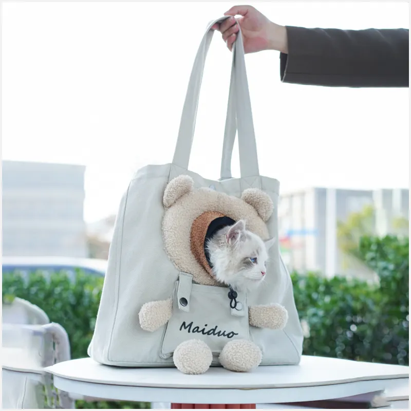 Factory Direct Wholesale Custom Canvas Portable Ventilated Cat Dog Bag Carrier Sturdy Luxury Pet Travel Carrier