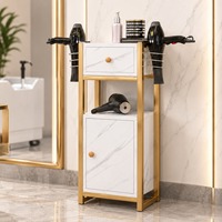 Station de coiffure avec miroir en bois, armoire de rangement durable avec support pour outils de coloration et sèche-cheveux pour salon de beauté