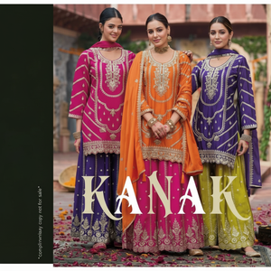 Chinon salwar kameez ที่งดงามด้วยงานปักที่สวยงามเป็นตัวเลือกที่สมบูรณ์แบบสำหรับงานแต่งงานเทศกาลและงานปาร์ตี้ - Product Image 1