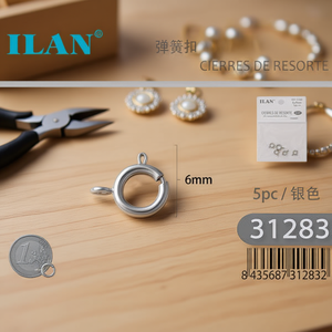 Chiusure a molla da 6 mm color argento per la creazione di orecchini e gioielli - Product Image 2