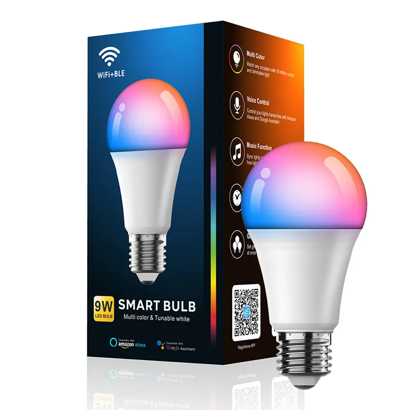 Factory Stock Smart Led Light A60 E27 E26 B22 9W 10W WIFI Led Bulb Lamp Light Work With Alexa Google Home