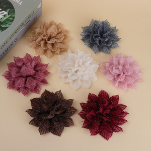 Fleur artificielle en tissu de 13 cm, faite à la main, accessoire pour cheveux DIY, fleur en soie, décorations pour vêtements de mariage - Product Image 1