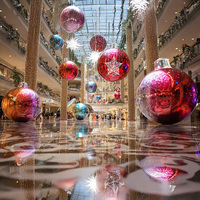 Boule miroir de Noël gonflable personnalisée Ballon disco métallique brillant Sphère géante flottante en PVC Décoration de fête et d'événement Fourniture OEM