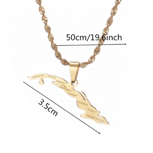 Popular Cuba mapa Acero inoxidable Pvd chapado 18K oro gota aceite hombres y mujeres moda <span class=keywords><strong>Boutique</strong></span> Cuba mapa collar de alta calidad - Product Image 2