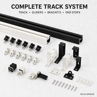Profilé de rail de rideau en aluminium série 6000 RD 6063-T5, glisseurs silencieux robustes, anodisé argenté, fente V/T, rail simple ou double