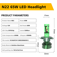 NIULUX Lampe de voiture N22 H4 LED Phare 65W 5600LM Haute Puissance 6500K Blanc Froid Ultra Lumineux Universel OEM/ODM