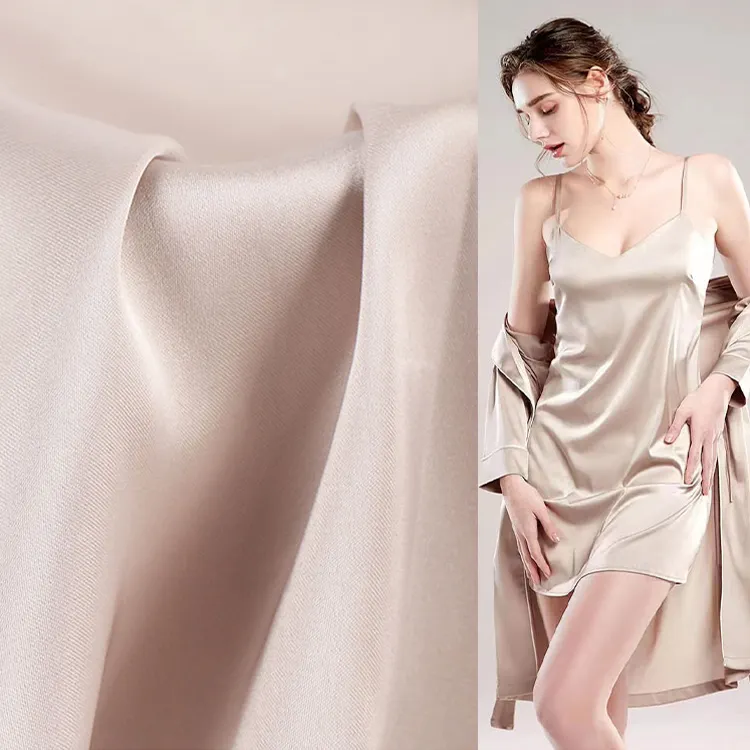 wholesale high quality brocade duchess 50D satin silk chiffon fabric for women's blouse lining pajamas fabric