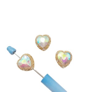 Perles en forme de cœur en diamant coloré avec trous droits pour la fabrication de colliers DIY, accessoires de bijoux, en alliage de zinc - Product Image 5