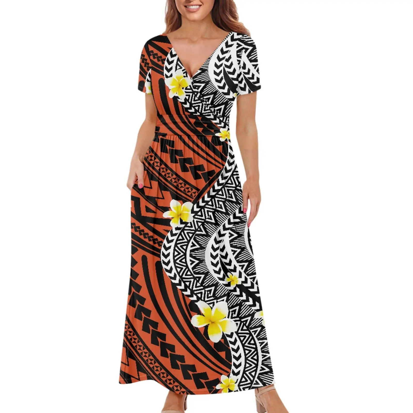 Kadınlar için lüks giysiler High-End artı boyutu Hawaii çiçek baskılı rahat elbise seksi resmi polinezya kabile tasarım özel elbise