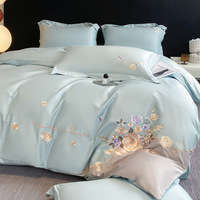 Ensemble de literie en coton de luxe haut de gamme, housse de couette brodée style princesse, écologique, toucher doux, textile de maison de luxe