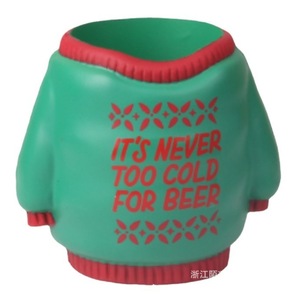 Housse de tasse de Noël en forme de pull en PU, motif lettres vertes et rouges, cadeau de vacances d'hiver - Product Image 1