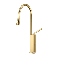 Robinet de cuisine extractible de luxe contemporain or rose, en laiton avec cartouche céramique, monocommande à commande tactile pour évier