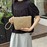 2024 nouveau Design paille tissu personnalisé maquillage cadeau sac coloré grande capacité avec poignée pochette cosmétique pour voyage quotidien