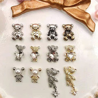 Breloques pour le Nail Art en alliage 3D, 1 pièce, en forme de cœur, de couleur or ou argent, amulette pour décoration et bricolage, avec pierre de verre