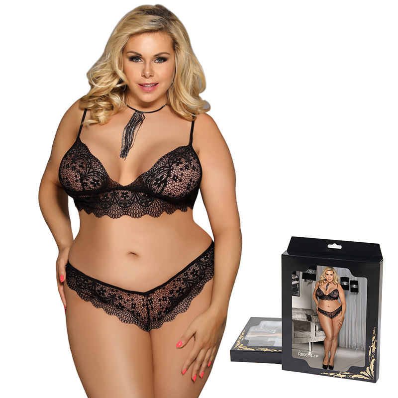 Boxed Bulk Black Eyelash Lace Trim Wholesale Lace Bralette Women Sexy Designer Bra and Panty Set