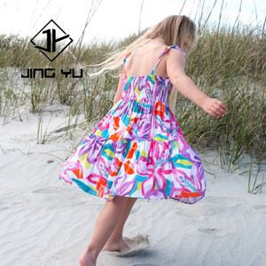 Nouvelle robe pour enfants 2025, robe mi-longue en rayonne à fleurs personnalisée, style hawaïen, douce et agréable pour la peau - Product Image 3