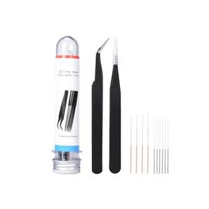 3D Printer Parts Nozzle Cleaning Kit 0.2mm 0.3mm 0.4mm Drill with 2pcs Tweezer Bendable Cleaner Needle For 1.75/3MM Filament