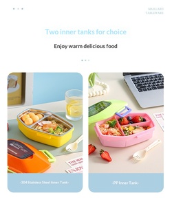 Portable Double Layer Sealed <b>Lunch</b> <b>Box</b> with Leak Proof Design Microwave Safe Kids Food Container with Cutlery Kitchen - Product Image 4