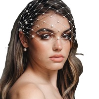 Cage d'oiseau de mariage ornements de visage de mariée blanc voile perle accessoires de mariage