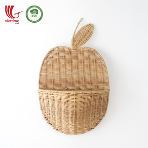 New Design Apple Shaped Rattan Hanging <b>Basket</b> <b>Wall</b> Rattan Shelf Rack Wholesale Made in Vietnam - Product Image 3