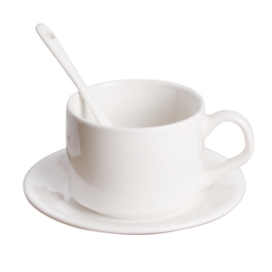 Ensemble de tasses et d'assiettes en céramique blanche de marque pour hôtels, restaurants, vente en gros - Product Image 6