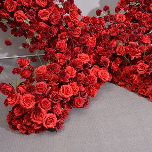 Arche de fleurs artificielles rouges en forme de cœur 5D pour la décoration de l'entrée de mariage, arche de toile de fond florale artificielle - Product Image 4