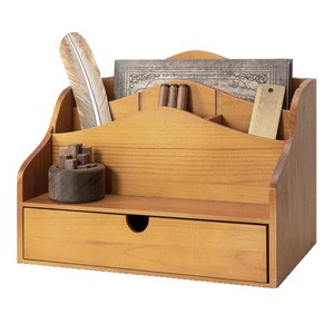 Wooden Desktop Organizer With Drawer And Partitions For Office <b>Desk</b> Storage Rectangle Shape <b>Wall</b> Mounted Type - Product Image 1