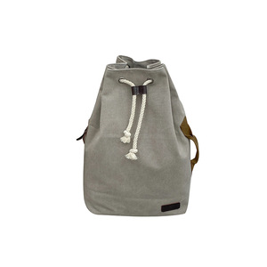 <b>Drawstring</b> <b>Backpack</b> Canvas Unisex Large Capacity Sports Travel Bag Detachable Strap Solid Color Khaki Black Light Gray - Product Image 5